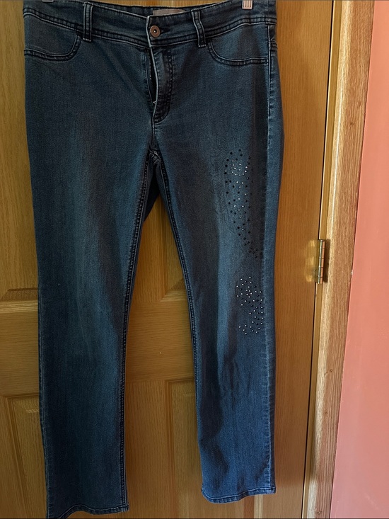 Chico's Denim - Chico's Straight-Leg Jeans with Rhinestone Detail — Dark Blue